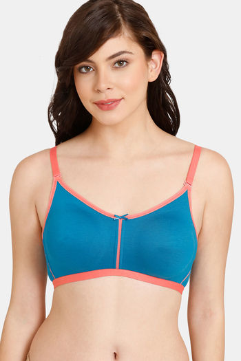 Buy Rosaline Everyday Double Layered Non Wired 3/4th Coverage T-Shirt Bra - Fjord Blue